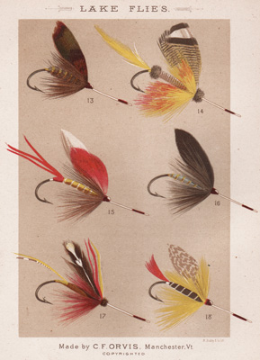 ANTIQUE PRINT OF FISHING FLIES FROM 1885